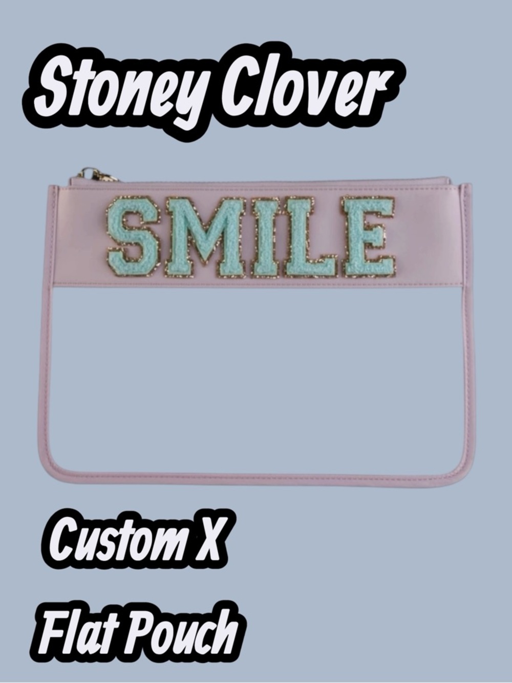 Stoney Clover Lane Lilac Clear Flat Pouch “SMILE” Patches *flaws